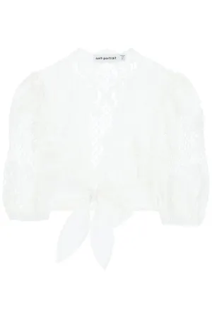 Self-Portrait Lattice Embroidered Top