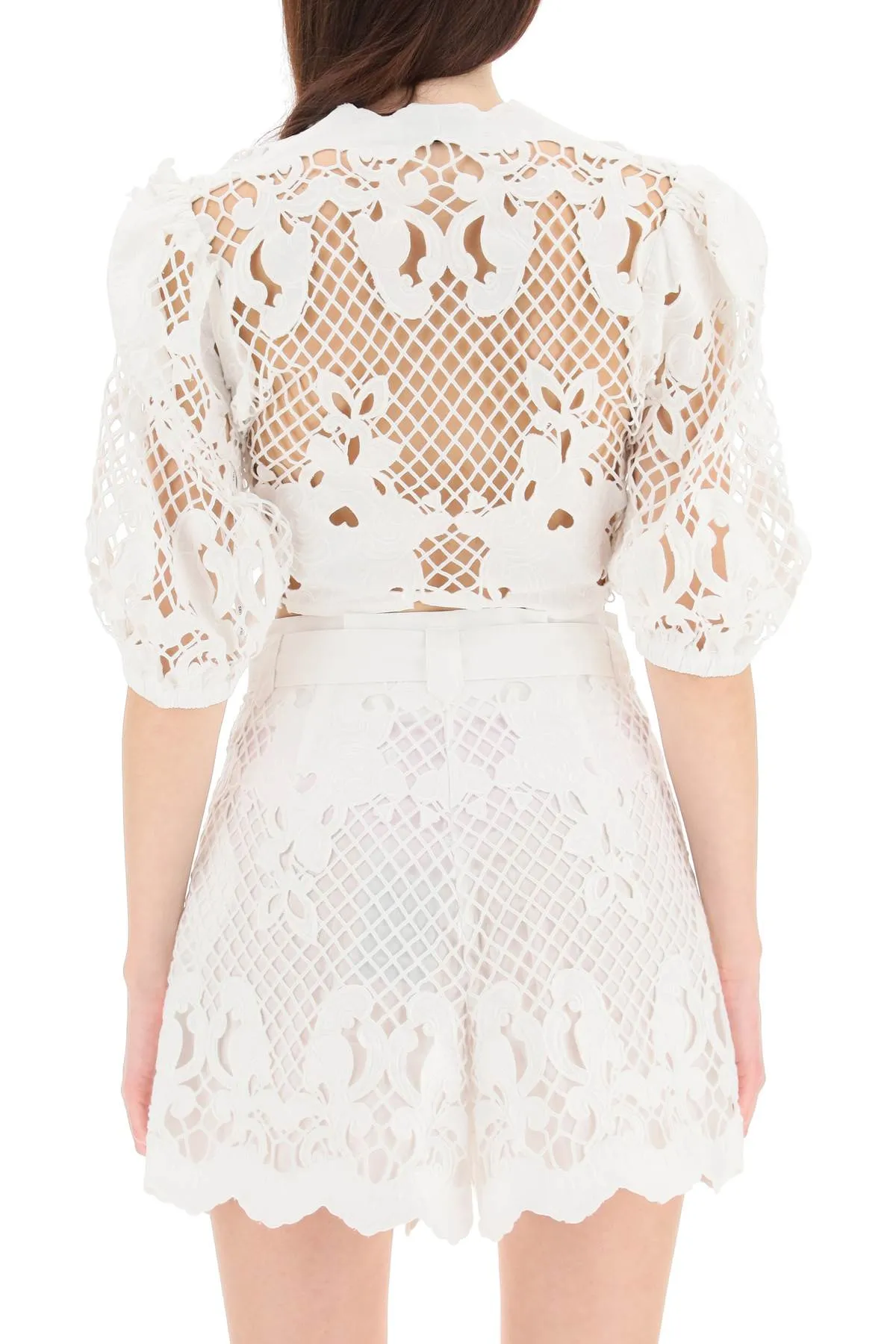Self-Portrait Lattice Embroidered Top