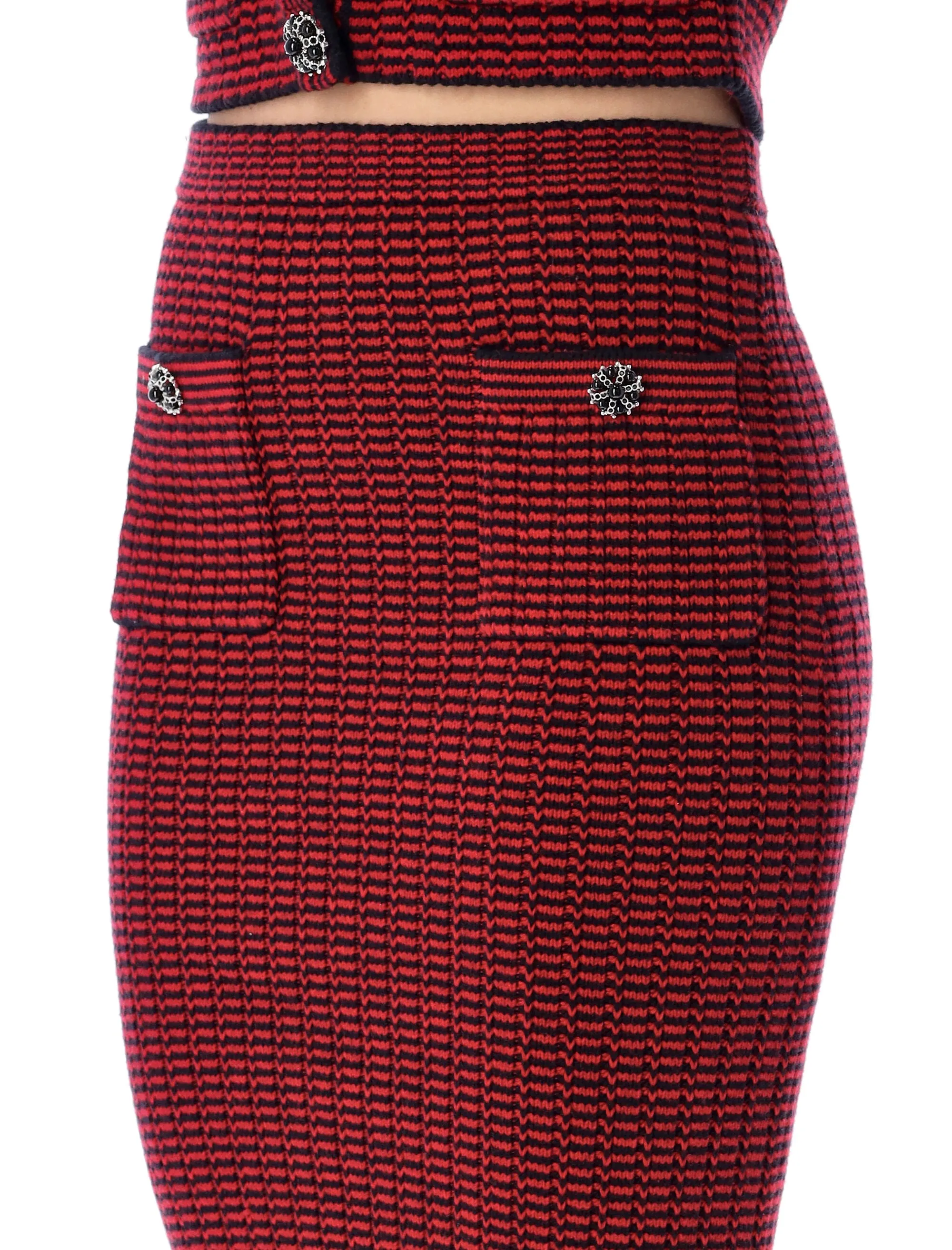 Self-Portrait Striped Knit Skirt