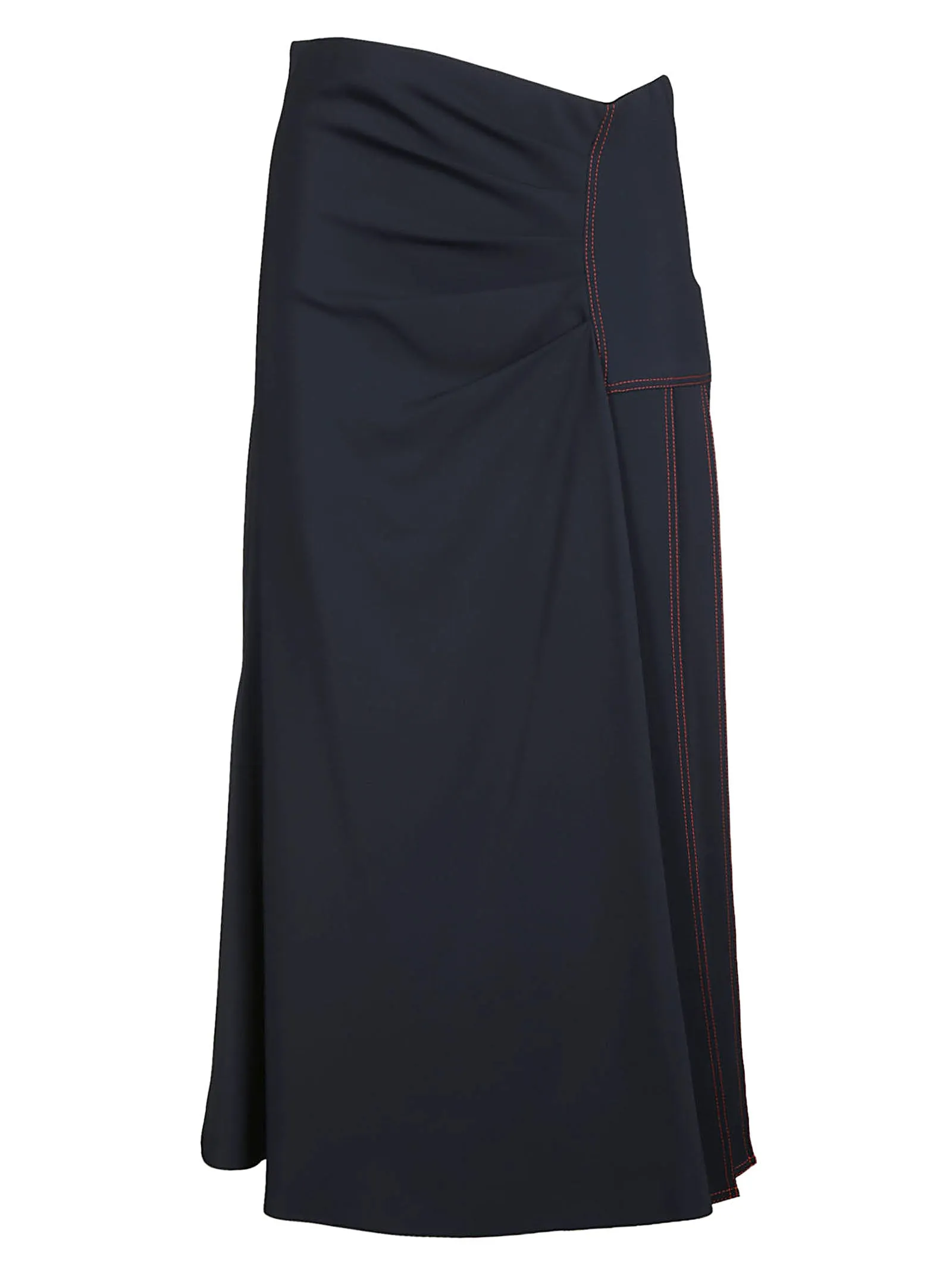 Sportmax Contrast-Stitch Ruched Skirt
