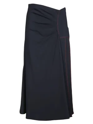 Sportmax Contrast-Stitch Ruched Skirt