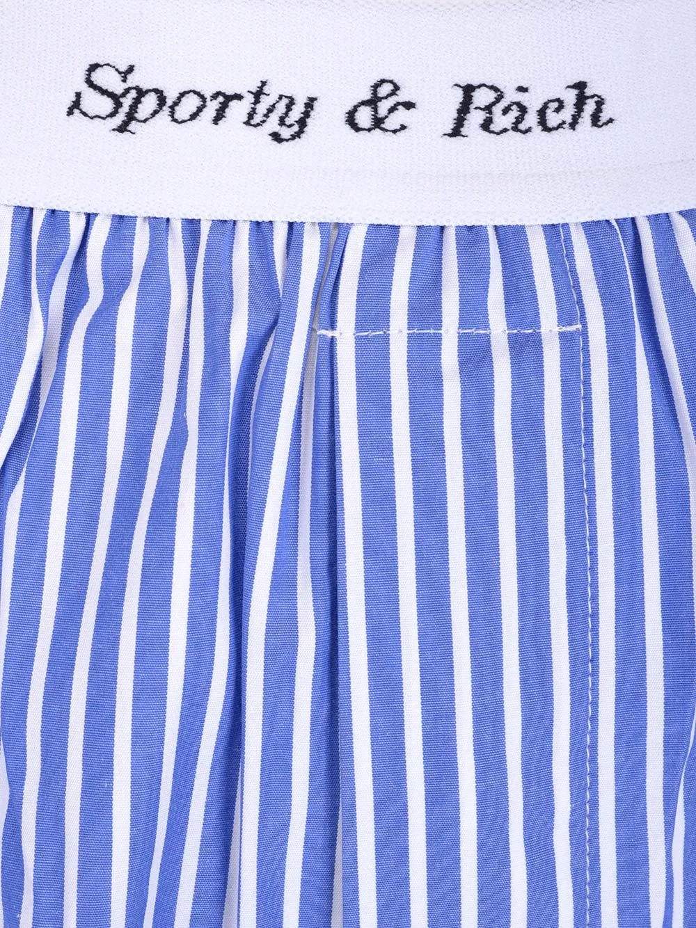 Sporty & Rich Cassie Elasticated Logo Waist Striped Boxer Shorts