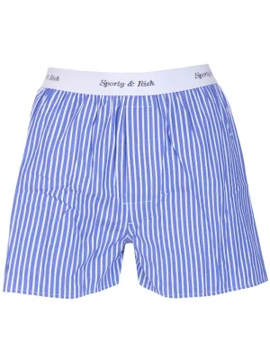Sporty & Rich Cassie Elasticated Logo Waist Striped Boxer Shorts