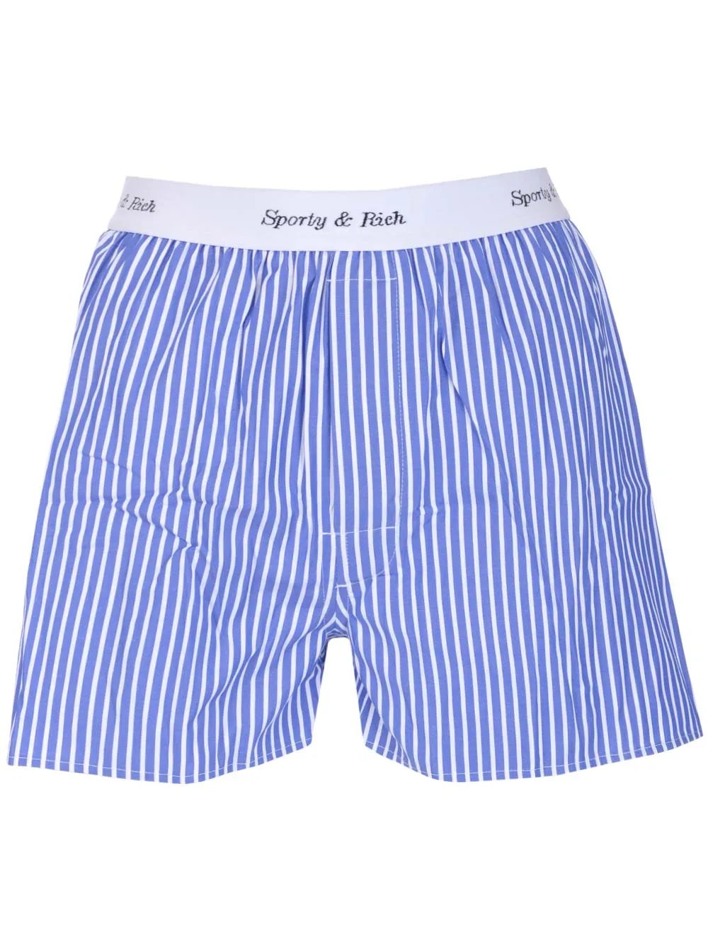 Sporty & Rich Cassie Elasticated Logo Waist Striped Boxer Shorts