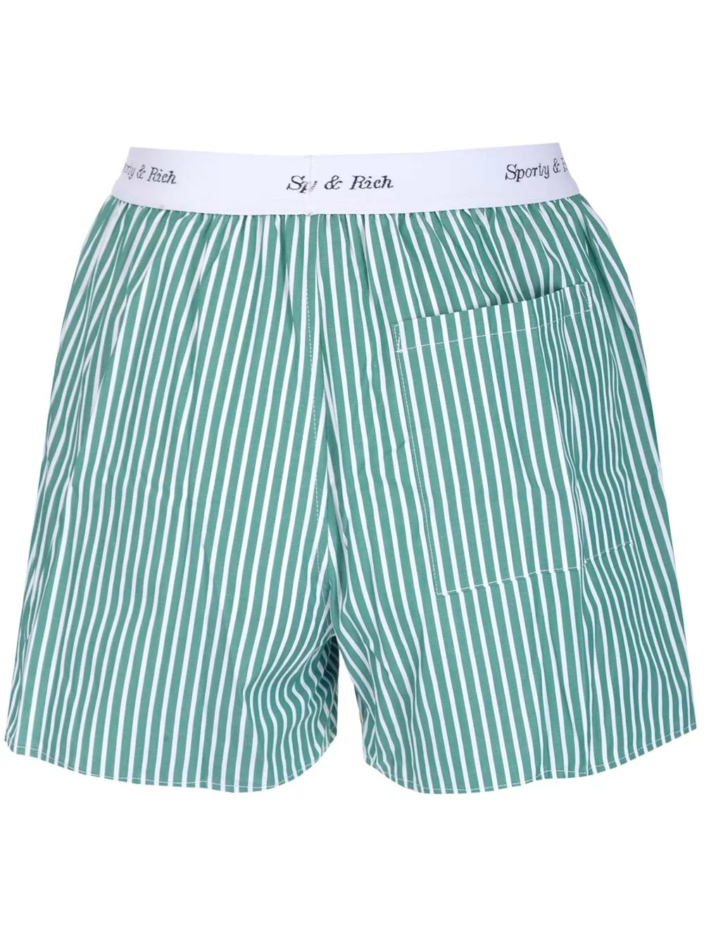 Sporty & Rich Cassie Elasticated Logo Waist Striped Boxer Shorts