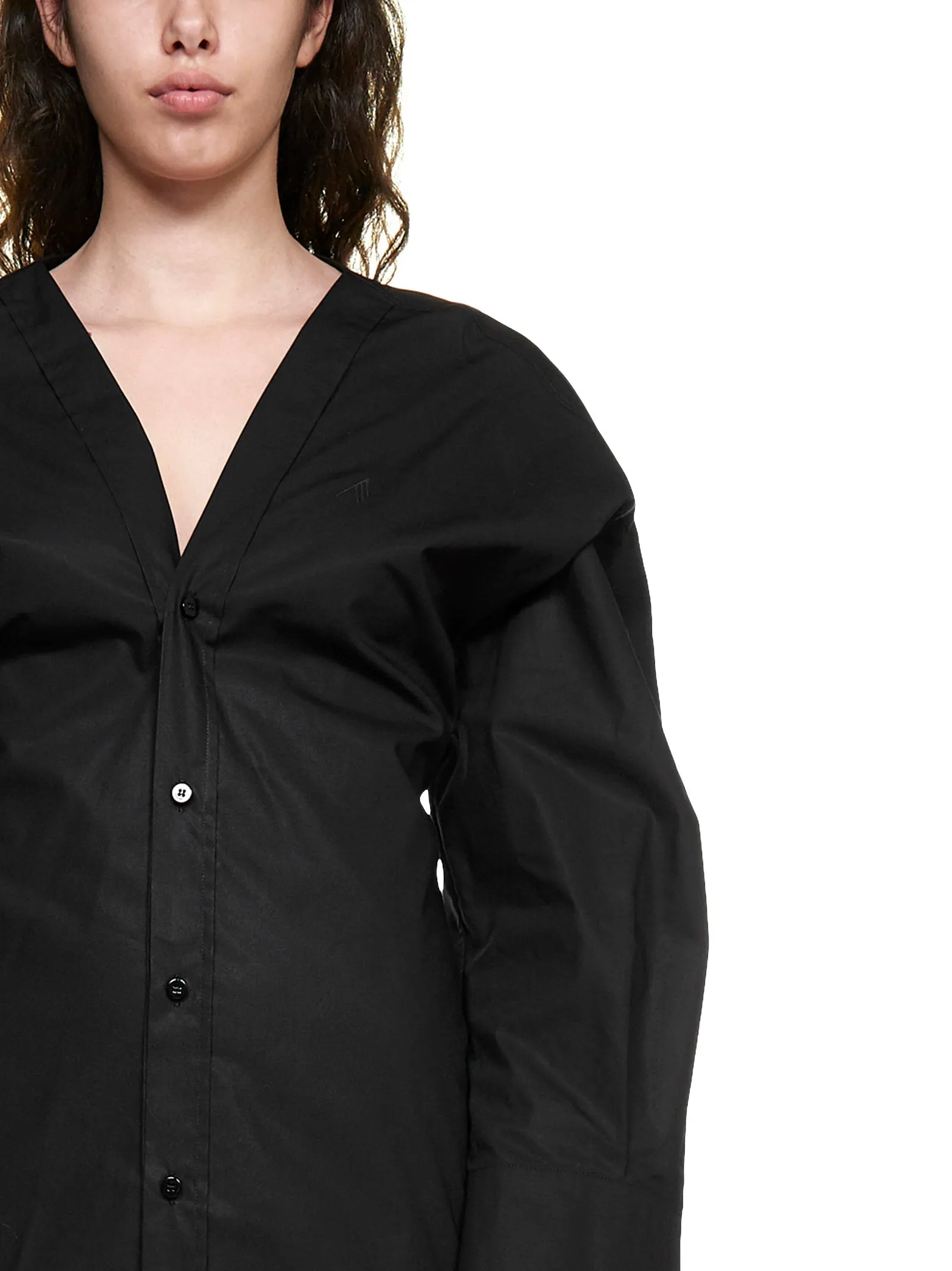 The Attico Ruched Mini Shirt Dress
