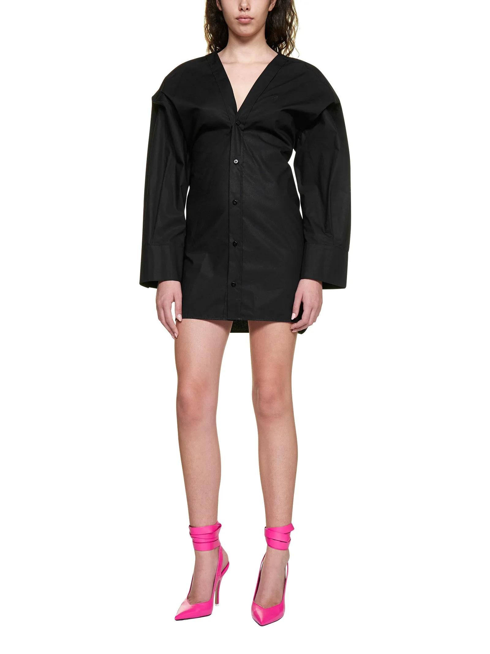 The Attico Ruched Mini Shirt Dress