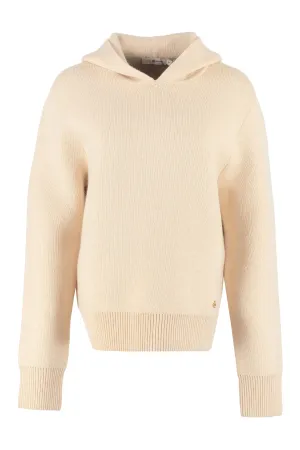 Tory Burch Logo Embroidered Knit Hoodie