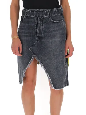 Unravel Project Pleated Asymmetric Denim Skirt