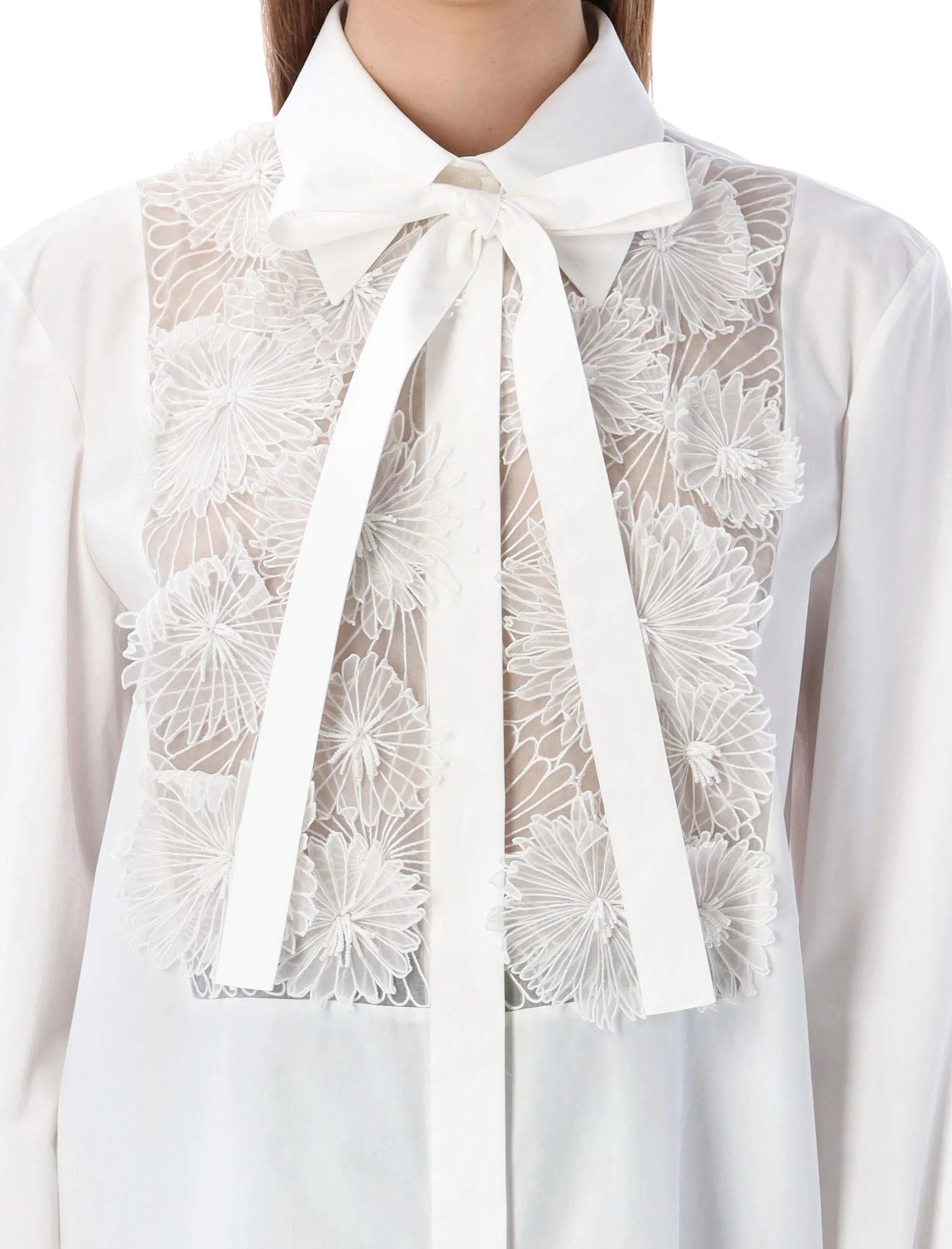Valentino Embroidered Front-Tie Shirt