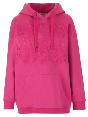 Valentino Lace Detail Logo Hoodie
