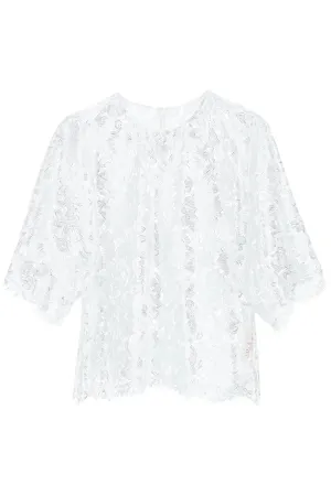 Valentino Lace Short-Sleeve Top
