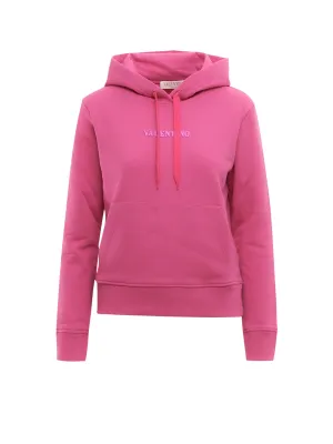 Valentino Logo Embossed Drawstring Hoodie
