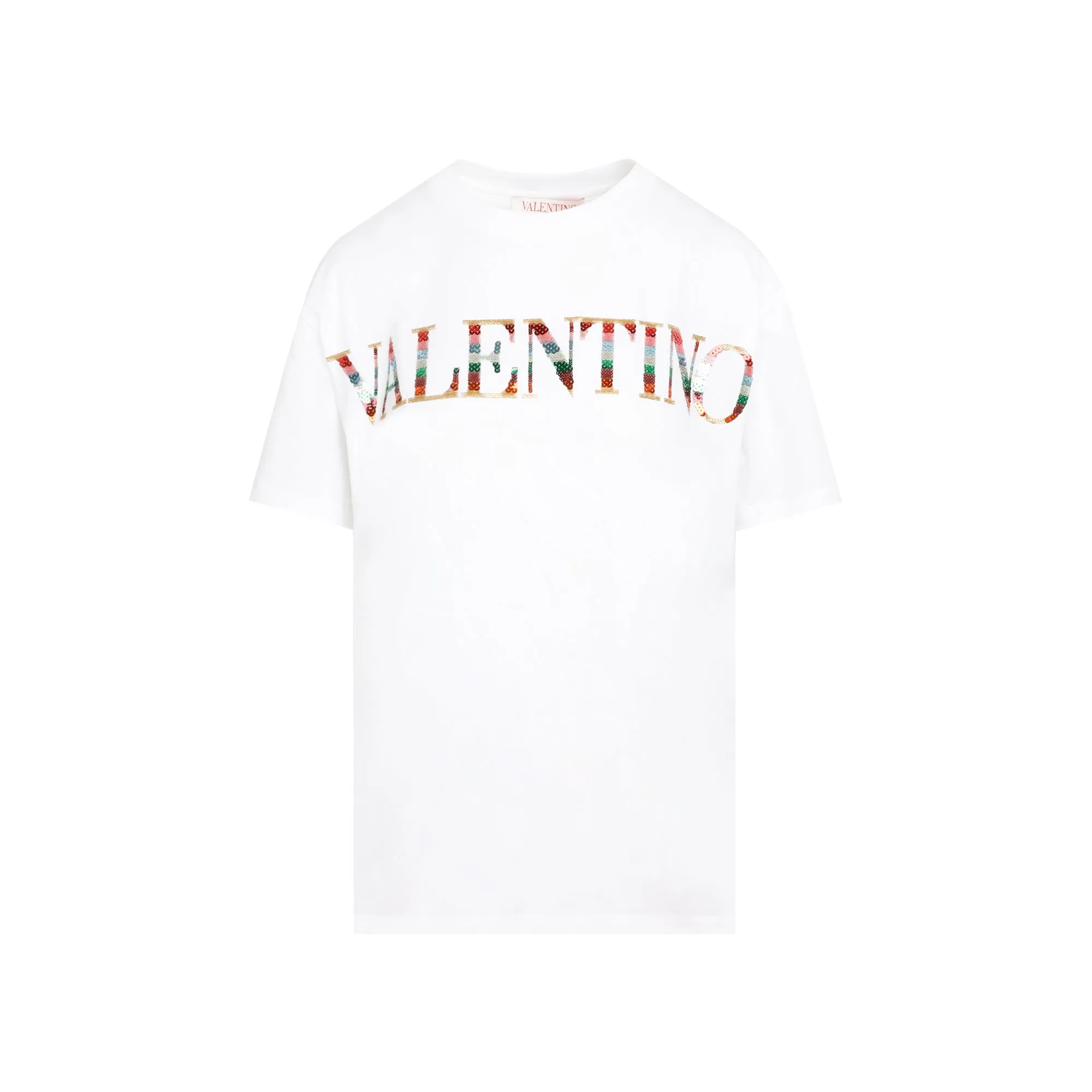 Valentino Logo Embroidered Crewneck T-Shirt