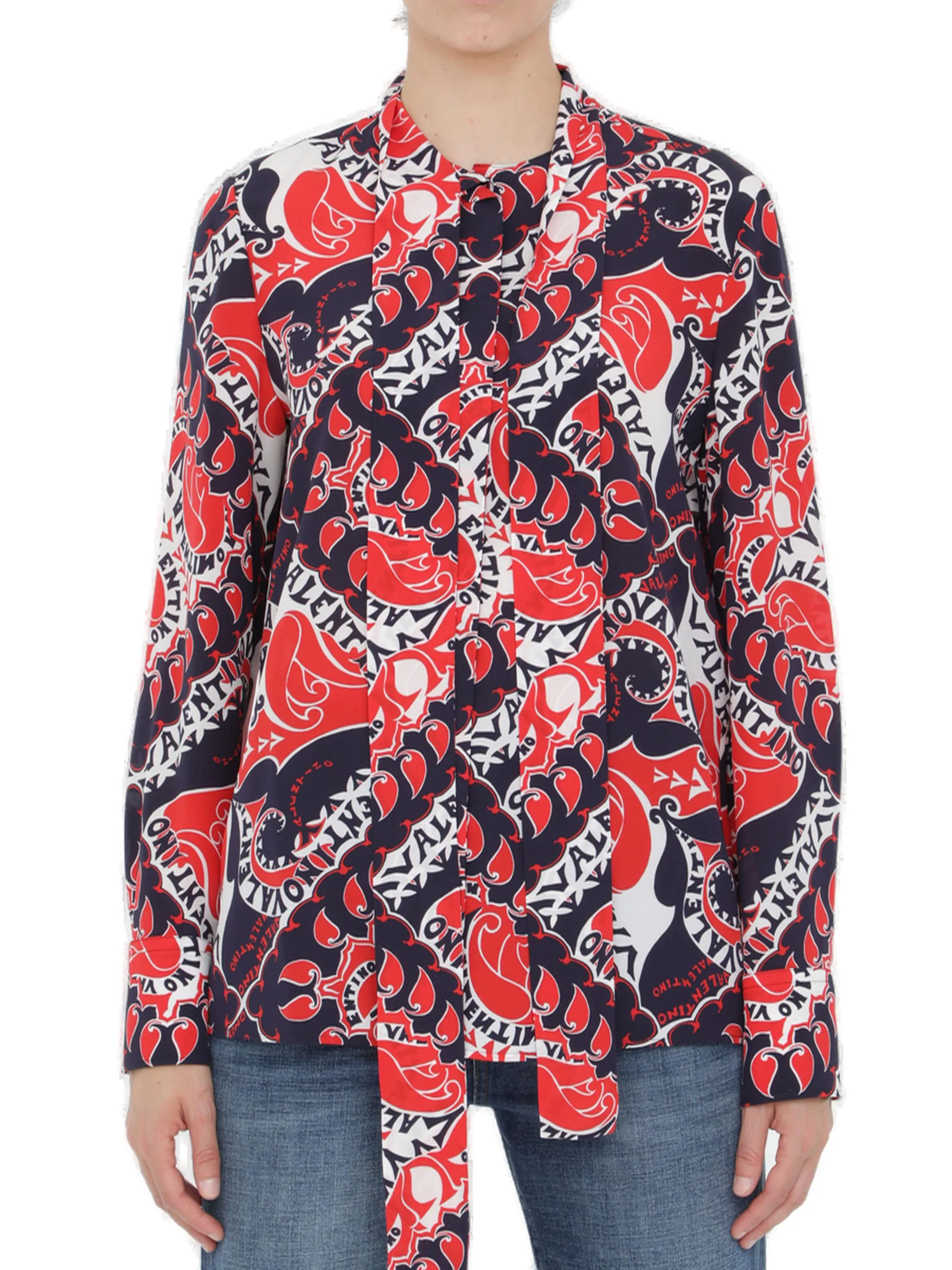 Valentino Logo Printed Long-Sleeved Shirt