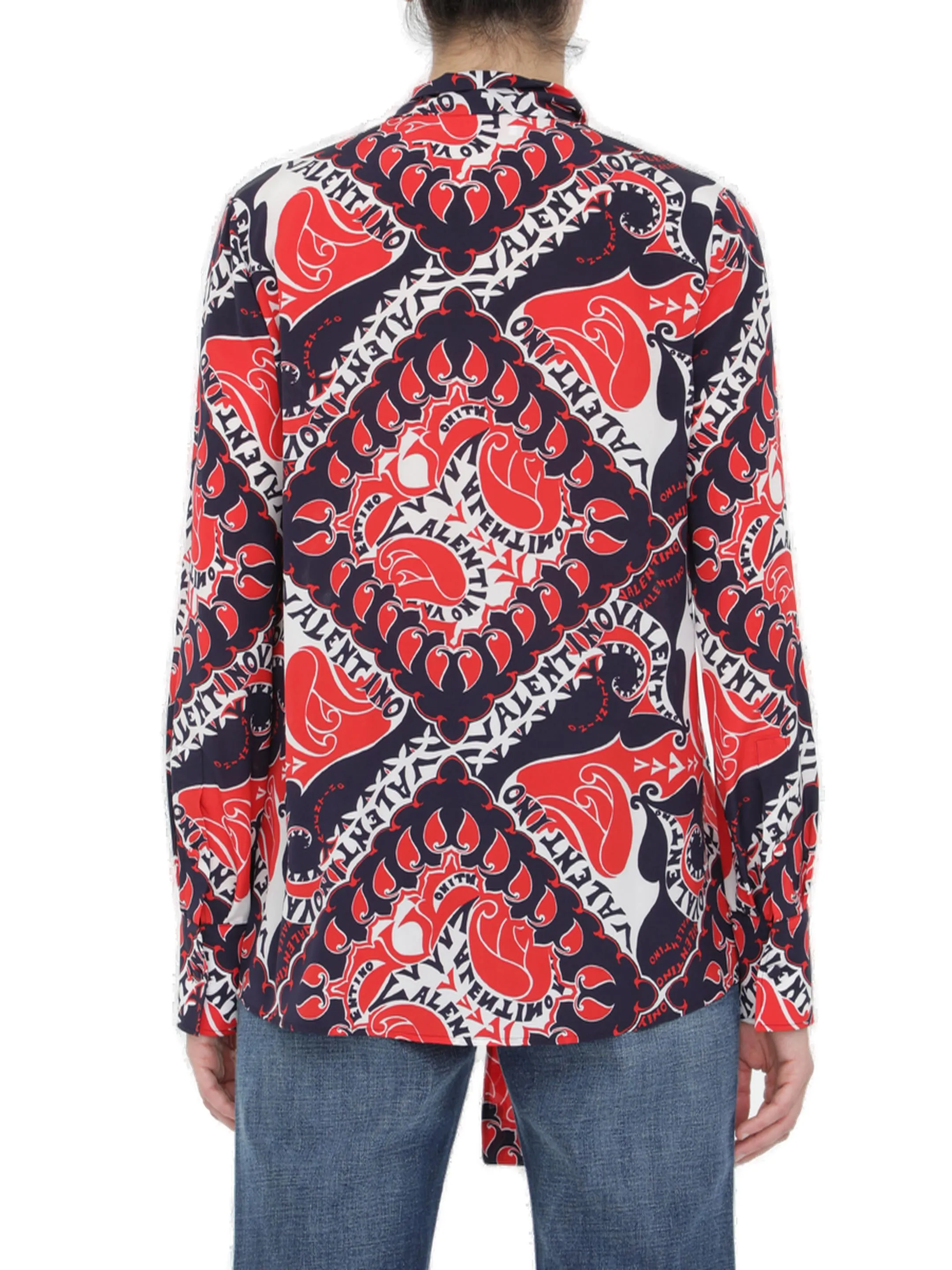 Valentino Logo Printed Long-Sleeved Shirt