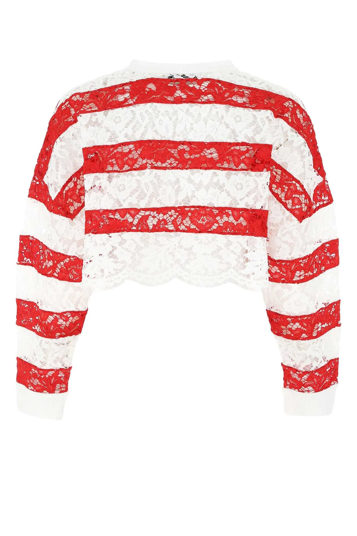 Valentino Striped Lace Crop Top
