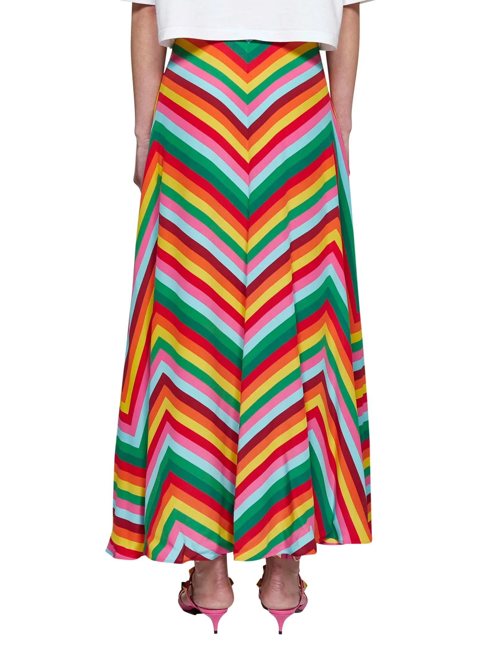 ValentinoStriped High Waist Skirt