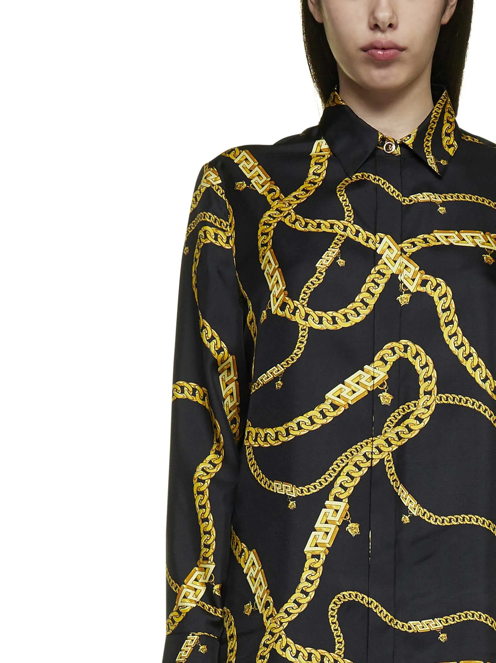Versace Chain Printed Long-Sleeved Shirt