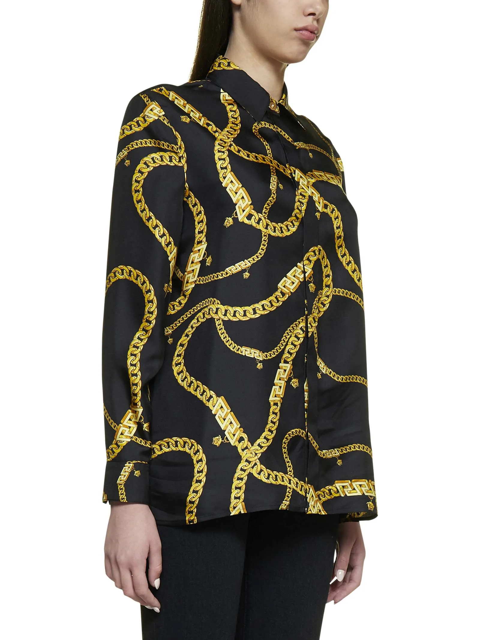 Versace Chain Printed Long-Sleeved Shirt