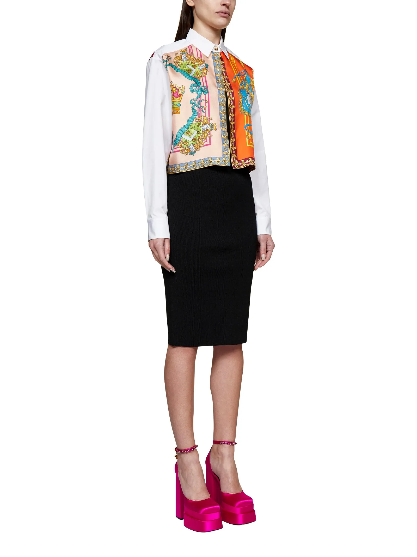 Versace Floral Printed Long-Sleeved Shirt