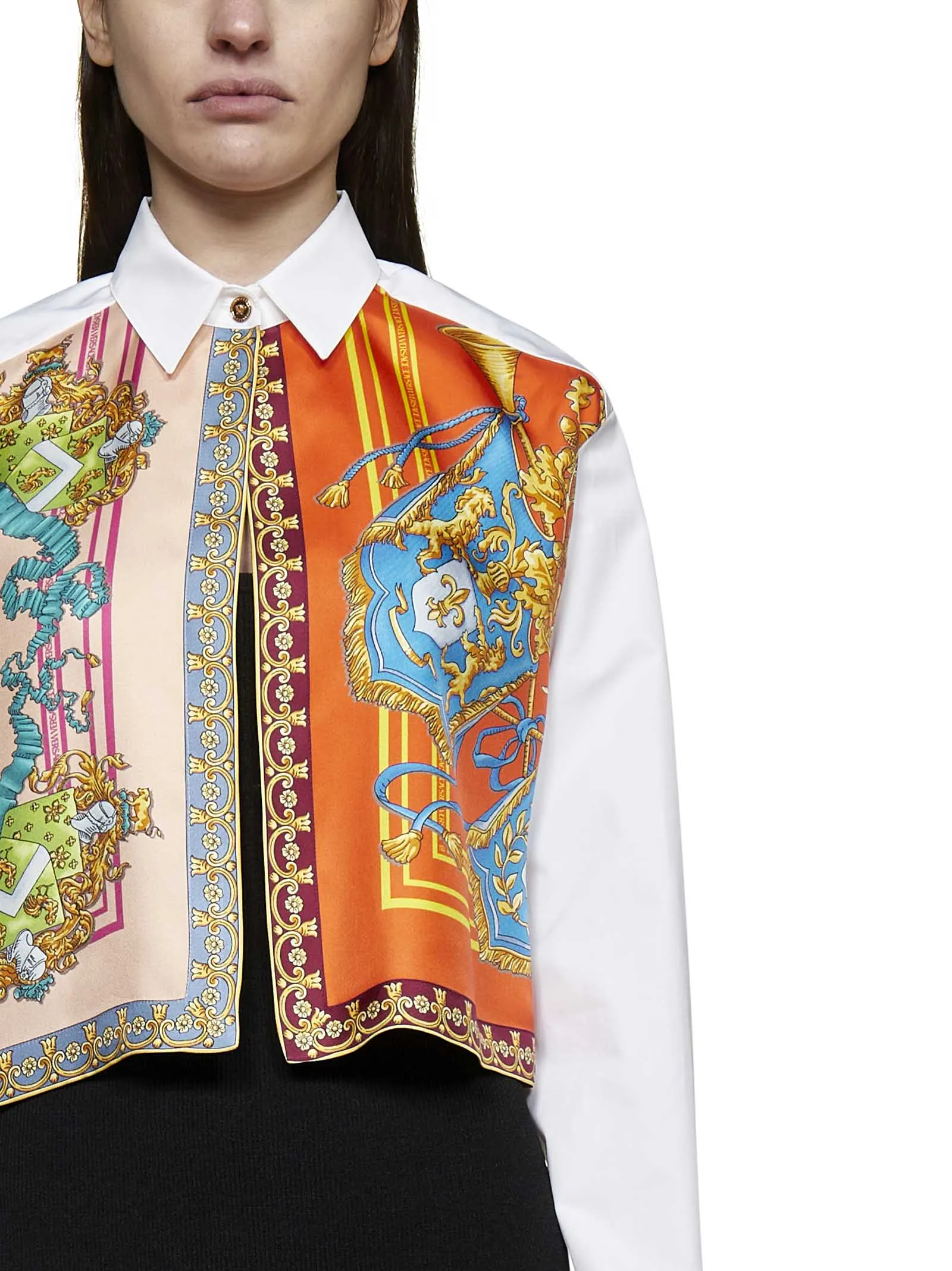 Versace Floral Printed Long-Sleeved Shirt