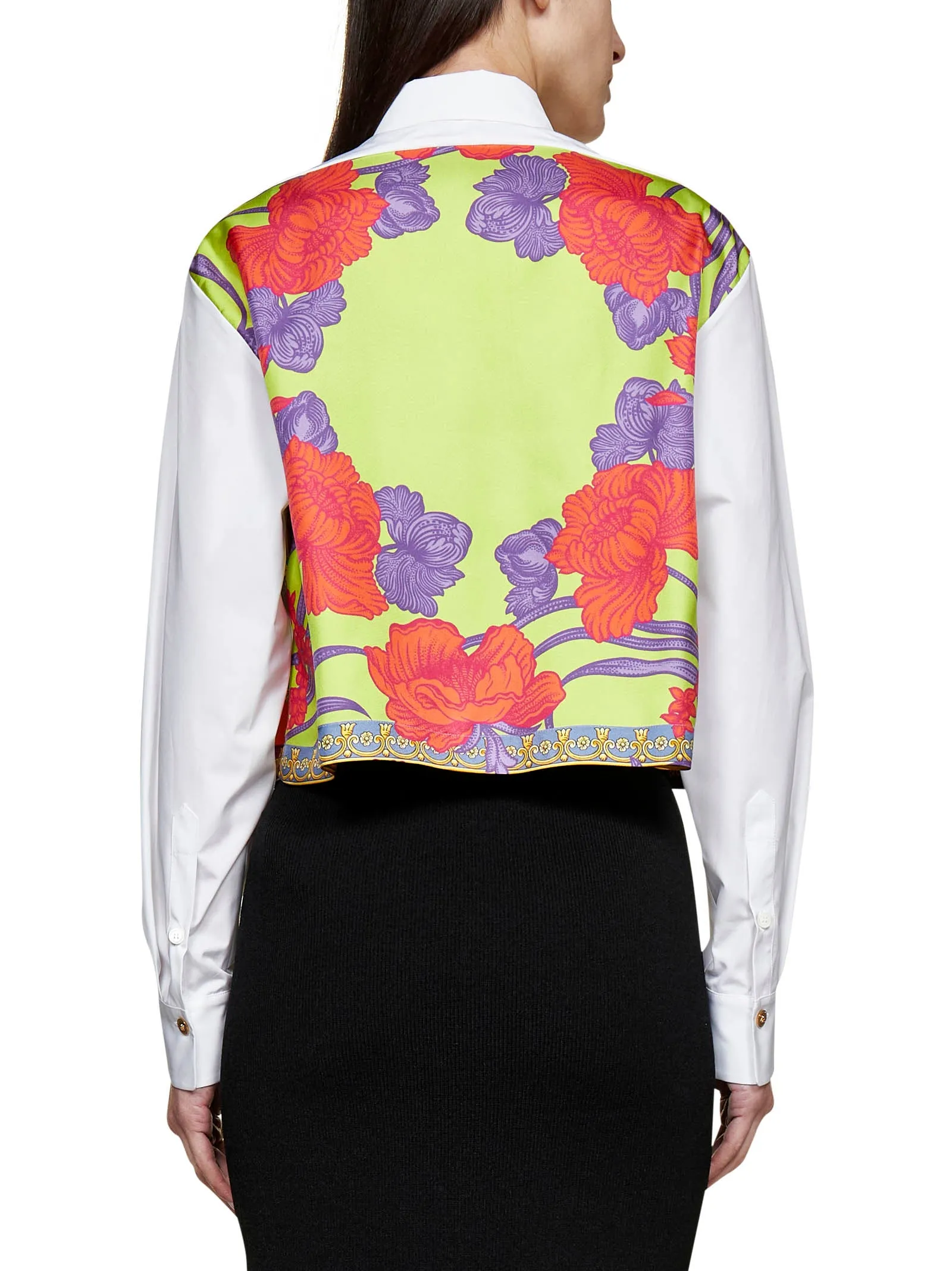 Versace Floral Printed Long-Sleeved Shirt