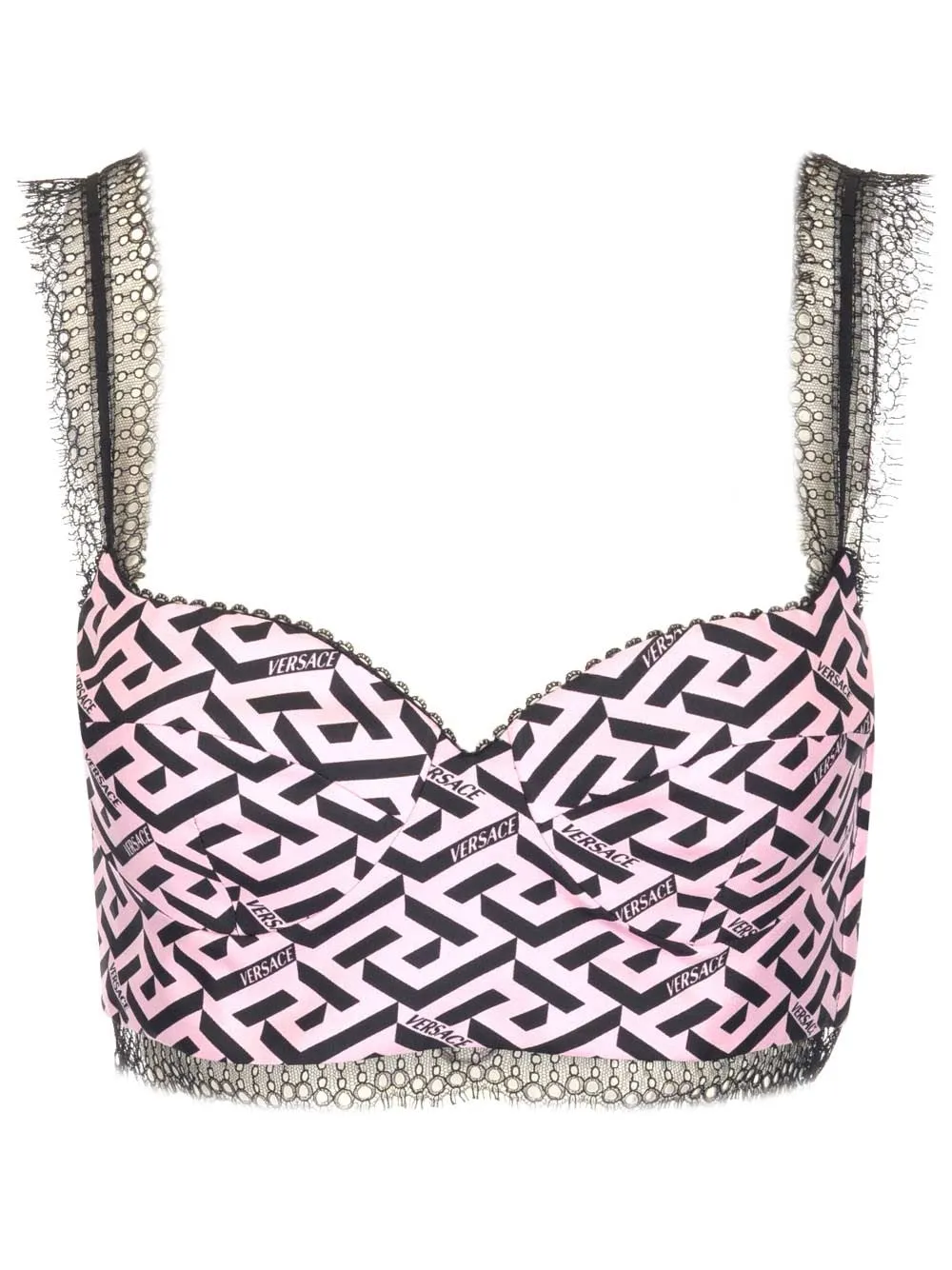 Versace Lace Trim Cropped Top