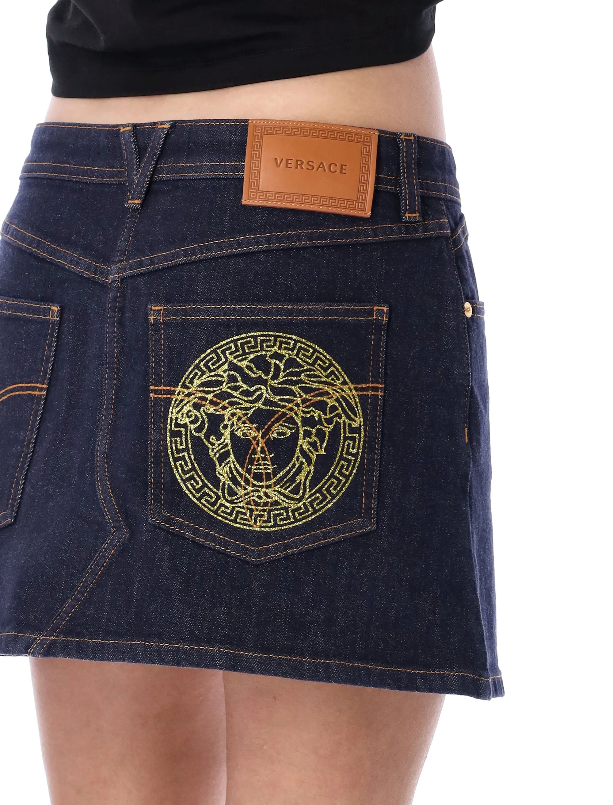 Versace Logo Patch Mini Skirt