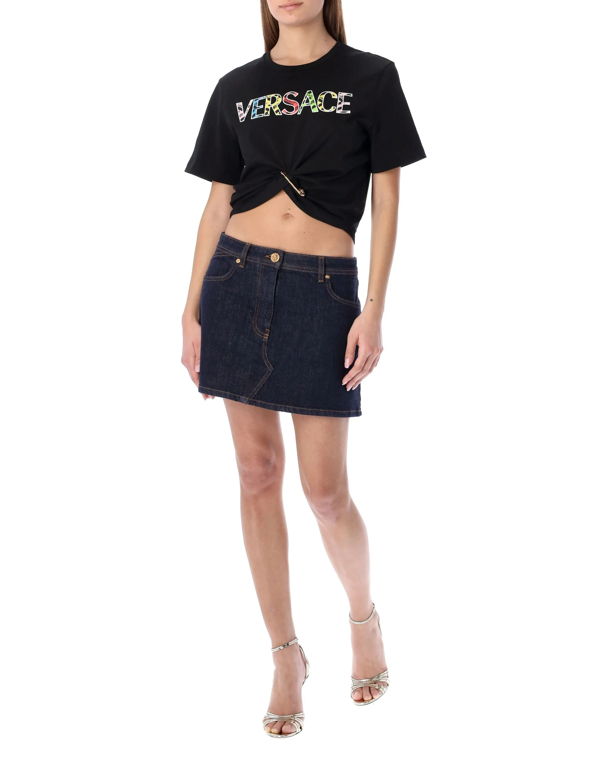 Versace Logo Patch Mini Skirt