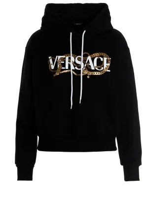 Versace Logo Print Drawstring Hoodie