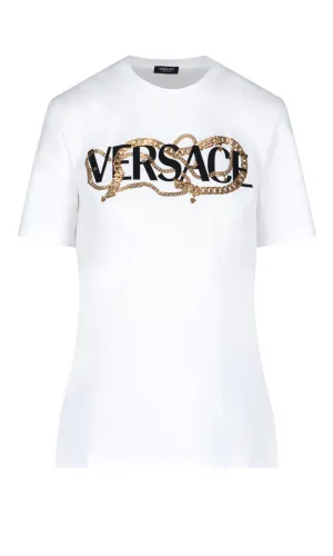 Versace Logo Printed Crewneck T-Shirt
