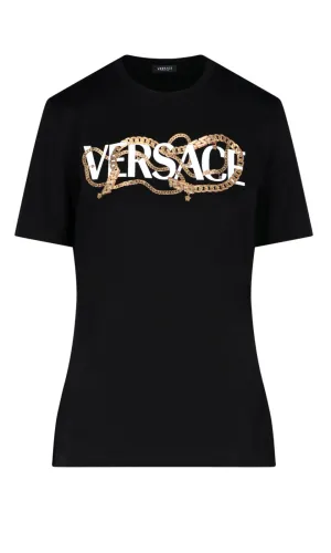 Versace Logo Printed Crewneck T-Shirt