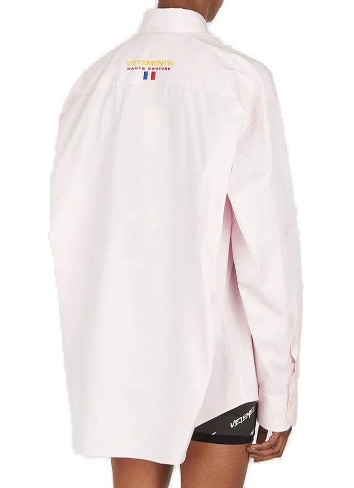 Vetements Logo Embroidered Long-Sleeved Shirt