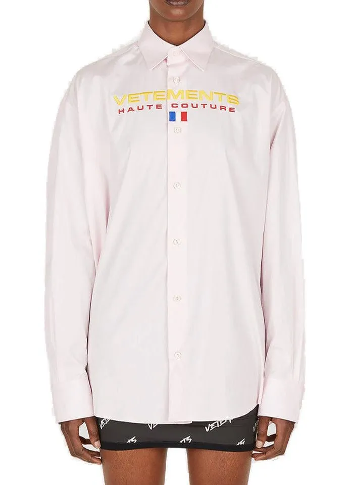 Vetements Logo Embroidered Long-Sleeved Shirt