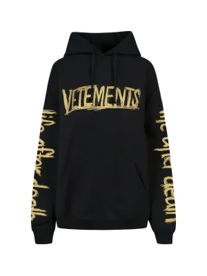 Vetements Logo Printed Drawstring Hoodie