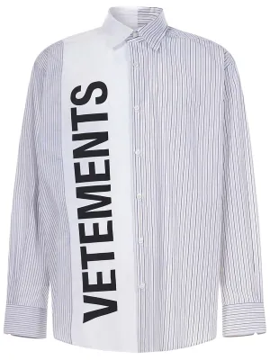 Vetements Logo Printed Striped Shirt