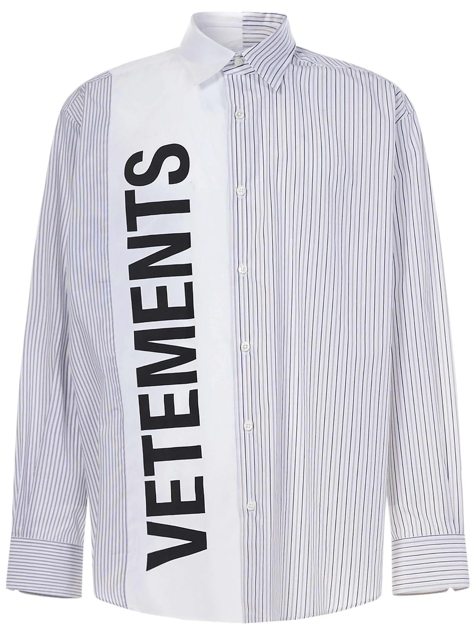 Vetements Logo Printed Striped Shirt