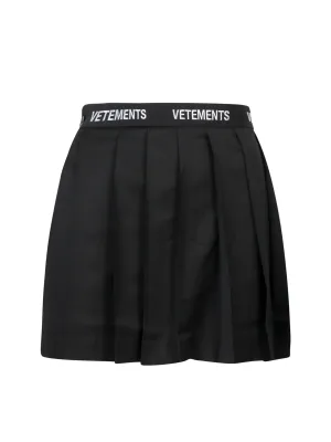 Vetements Pleated Logo Waistband Skirt