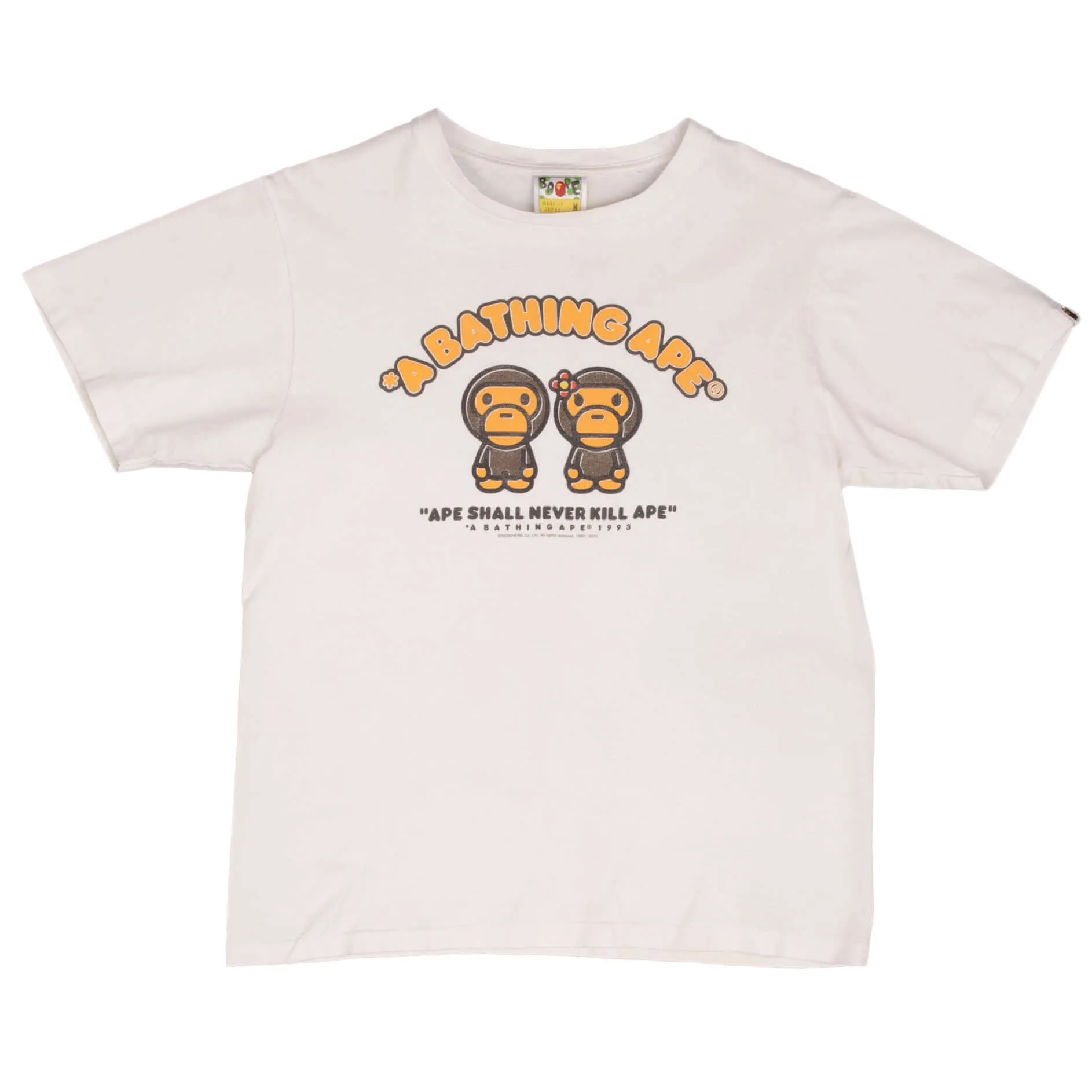 VINTAGE BAPE APE BABY MILO SHALL NEVER KILL APE  TEE SHIRT MEDIUM MADE IN JAPAN