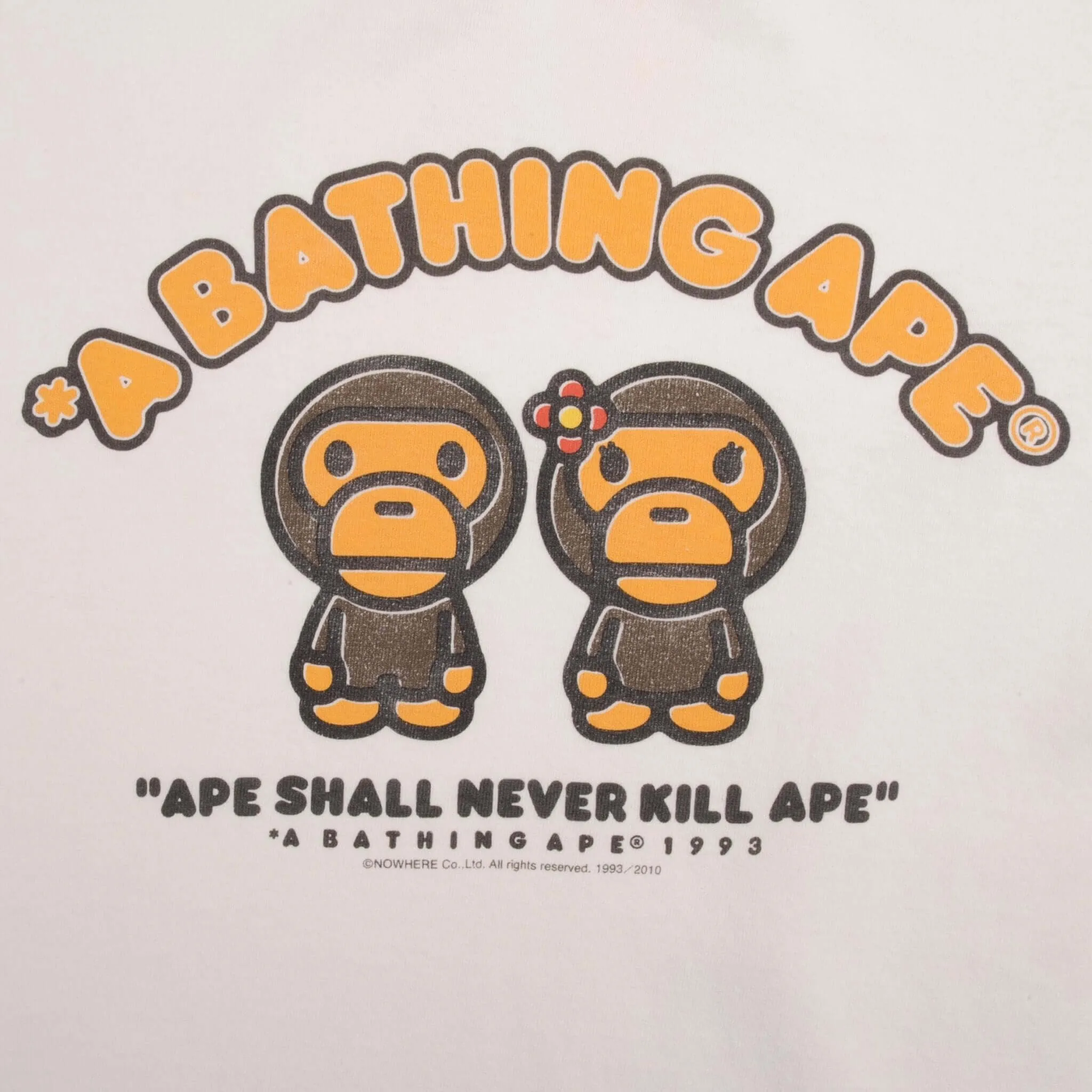 VINTAGE BAPE APE BABY MILO SHALL NEVER KILL APE  TEE SHIRT MEDIUM MADE IN JAPAN